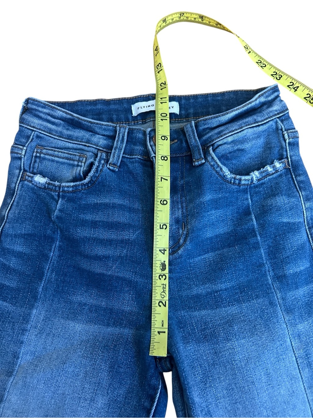 Flying Monkey Raw Hem Flare Leg Boho Denim Jeans size 24 - Picture 6 of 10